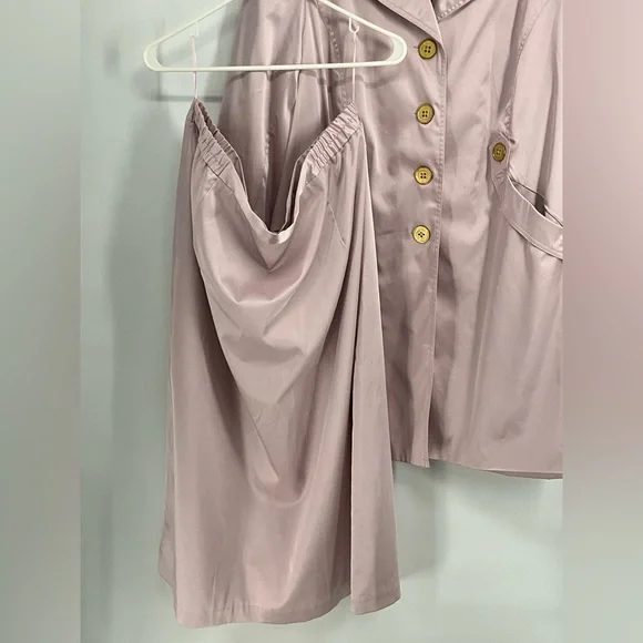 Odeliah Nude Blush Pink Trench Coat Metal Buttons W Matching Zip Skirt Plus 24W - Picture 7 of 12